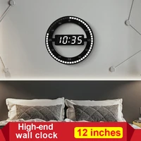 3d led digital wall clock electronic night glow round wall clocks automatically adjust brightness desktop clock eu plug