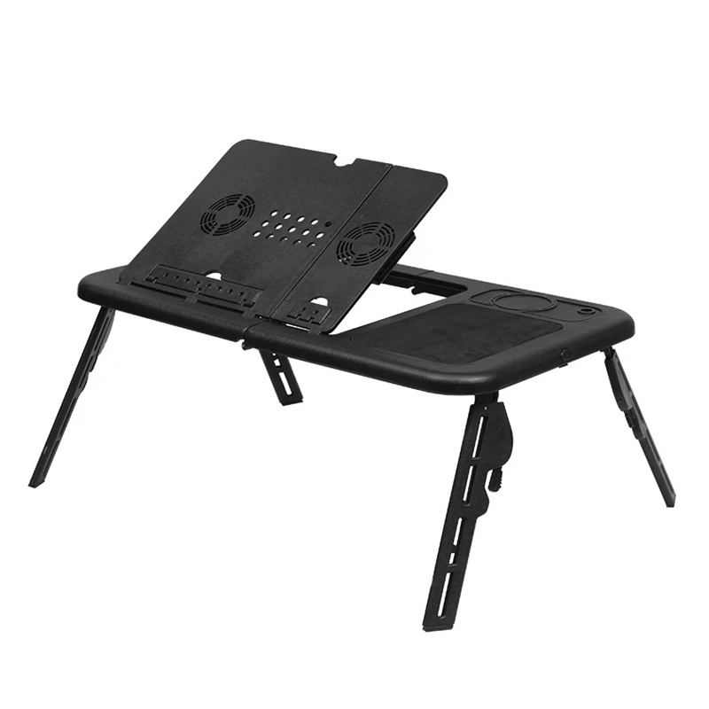 

Multi-Function Laptop Computer Table, Stand-Up Folding Computer Table, Laptop Tray Support on USB Cooling Bed(Black)