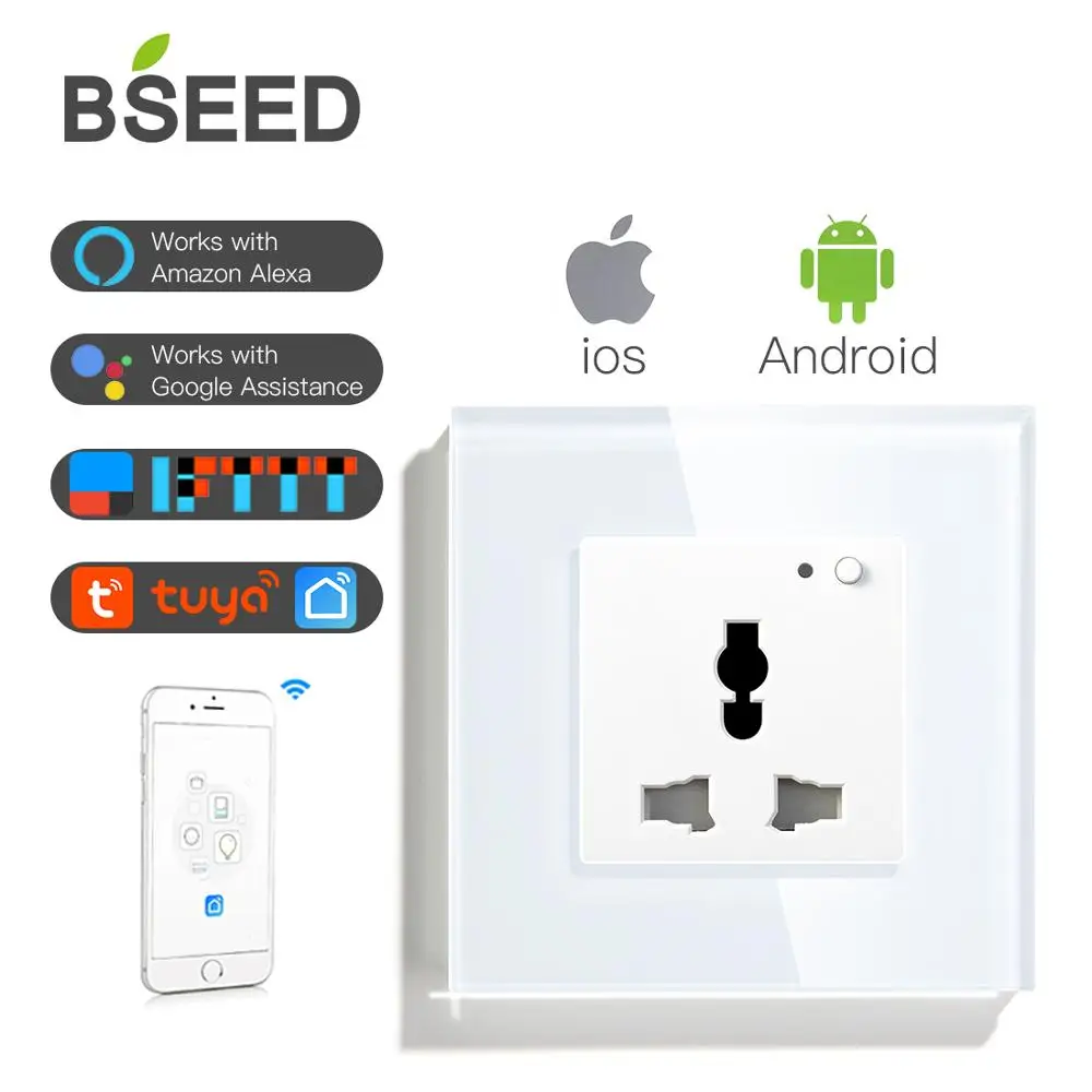 BSEED Wi Fi многофункциональная розетка настенная умная черный белый цвет с золотыми