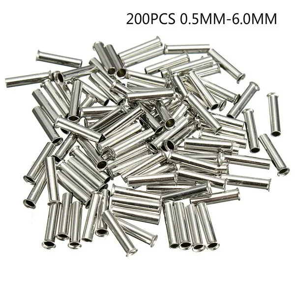 

200Pcs Tin-coated Copper Material Uninsulated Terminal 0.5mm2-6.0mm2 Bootlace Ferrules Cord End Electrical Cable Crimp Connector