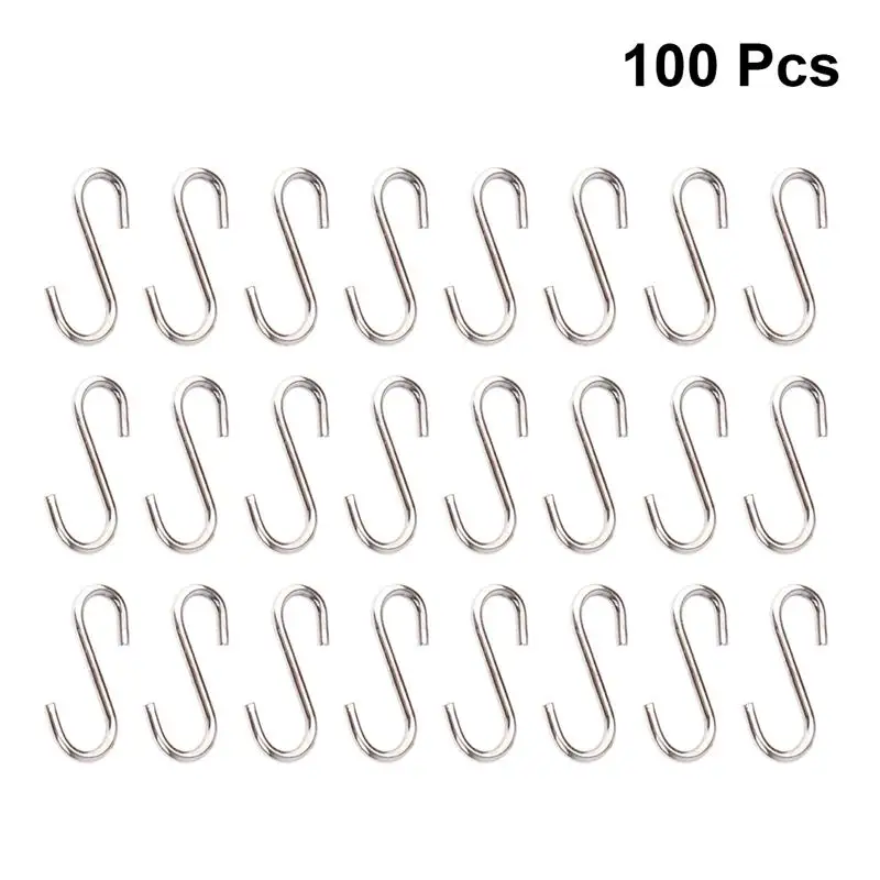 100PCS DIY Mini S Shaped Hooks Sturdy Hooks Stainless Steel Hangers Metal DIY Jewelry Accessory High Quality Hanging Hooks