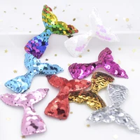 16pcs colorful paillette padded patches glitter mermaid tail appliques for clothes sewing supplies hair hat decor ornament f35