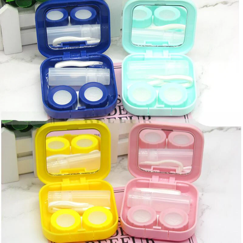 

Contact Lens Case Women Men Contact Lenses Box Fashion Container Lens Tweezers Mini Storage Box Case Travel Kit