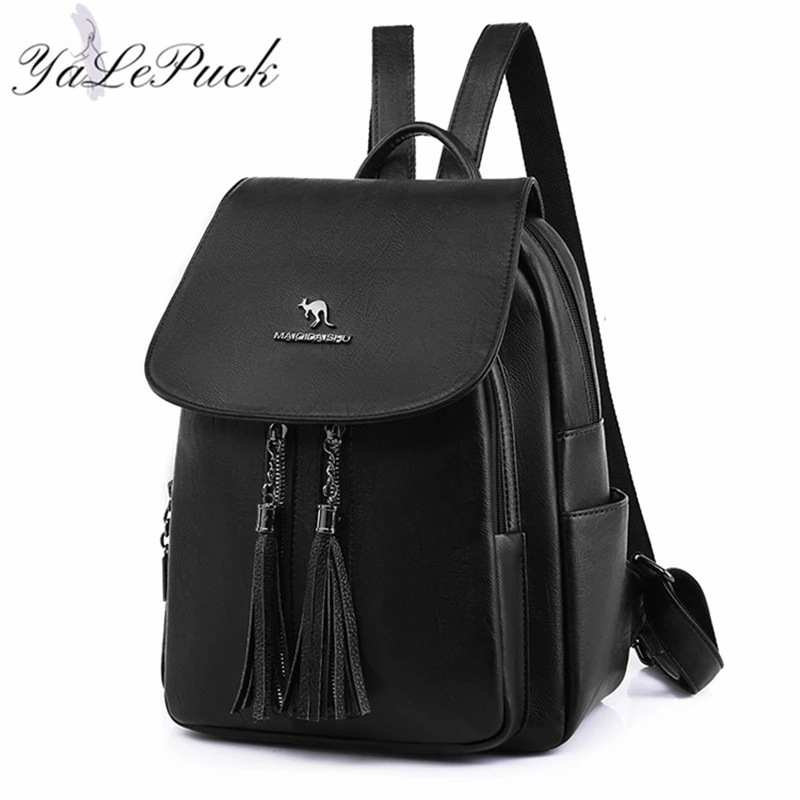 

Fashion Women Backpack High Quality tassel Leather Backpacks for Teenage Girls Female School Shoulder Bag Bagpack mochila plecak