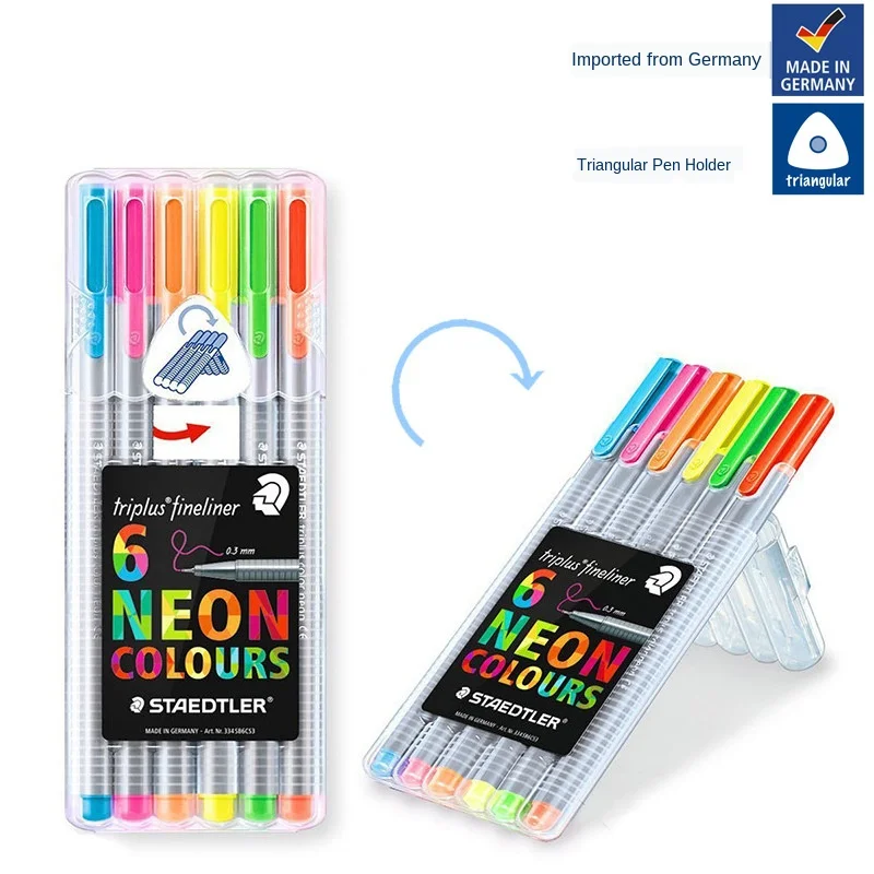 Staedtler Triplus Fineliner Pens Pack of 6 Neon Colours Case