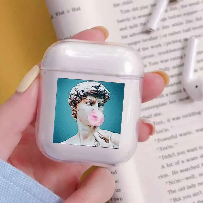 Прозрачный статуя Роскошный чехол для наушников для Airpods 1/2 мягкий чехол черный Художественный Стиль чехол для наушников s Чехол для Аксессуары для Airpods