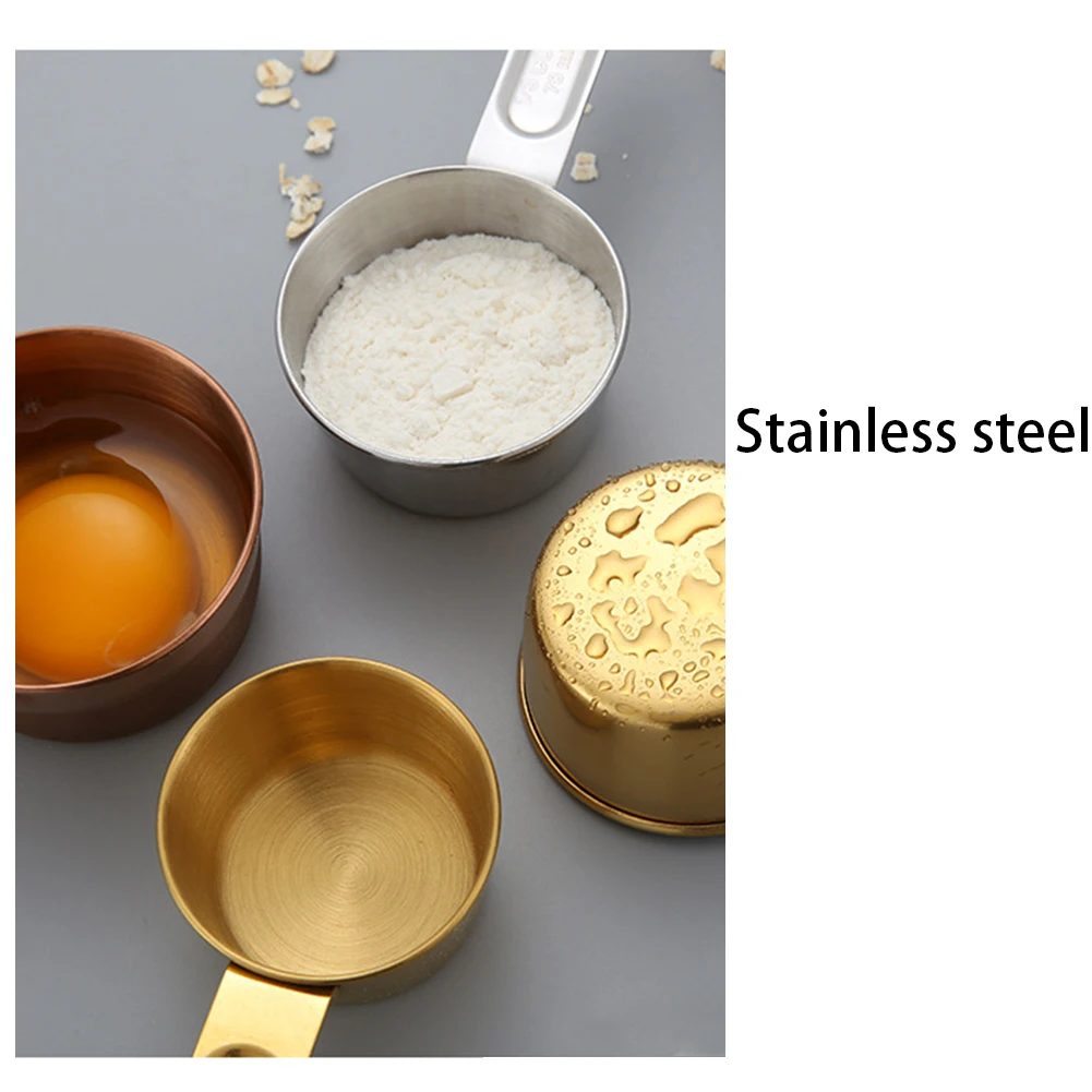 Мерная чашка и ложки из нержавеющей стали под розовое золото 8 шт. в