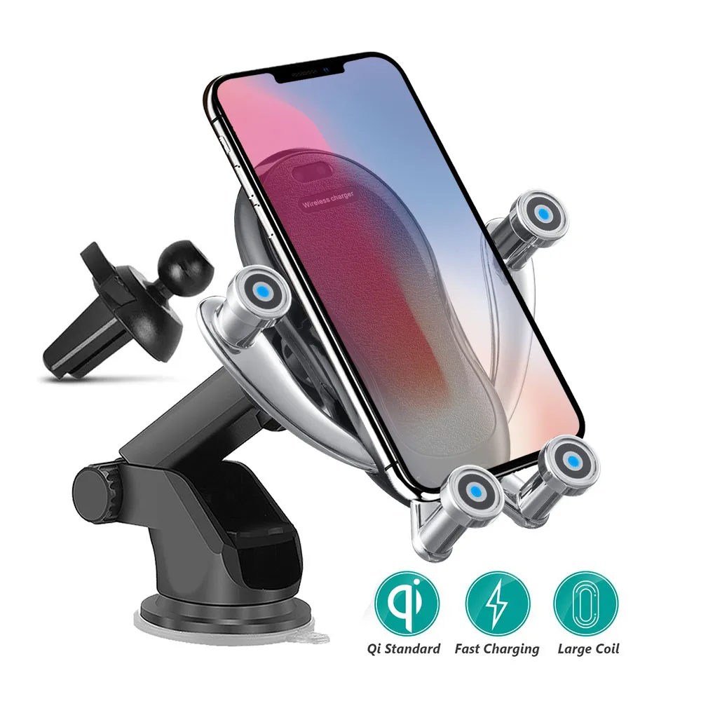 2 in 1 stand FDGAO 10 Вт Qi автомобильное беспроводное зарядное устройство для iPhone X XS samsung Xiaomi автомобильный держатель телефона интеллектуальный инфракрасный быстрая Беспроводная зарядка - Цвет: 2 in 1 stand
