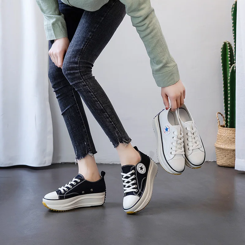

2021 Spring Classic Women Casual Canvas Shoes Platform Fashion Thick Bottom Girls Antislip Sneakers YY-03