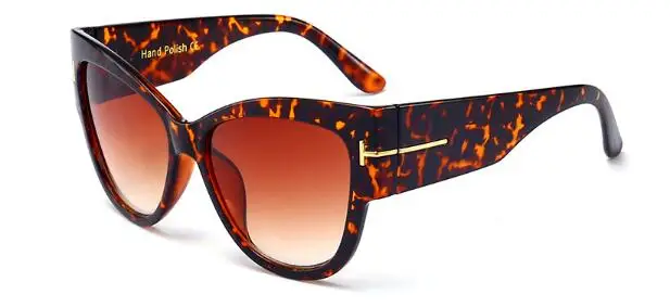 C4 leopard brown Блестящие черные женские негабаритные солнцезащитные очки Cateye, роскошный дизайн, оттенков, буквы т, винтажные Ретро Очки 90 s, женские UV400 - Цвет линз: C4 leopard brown