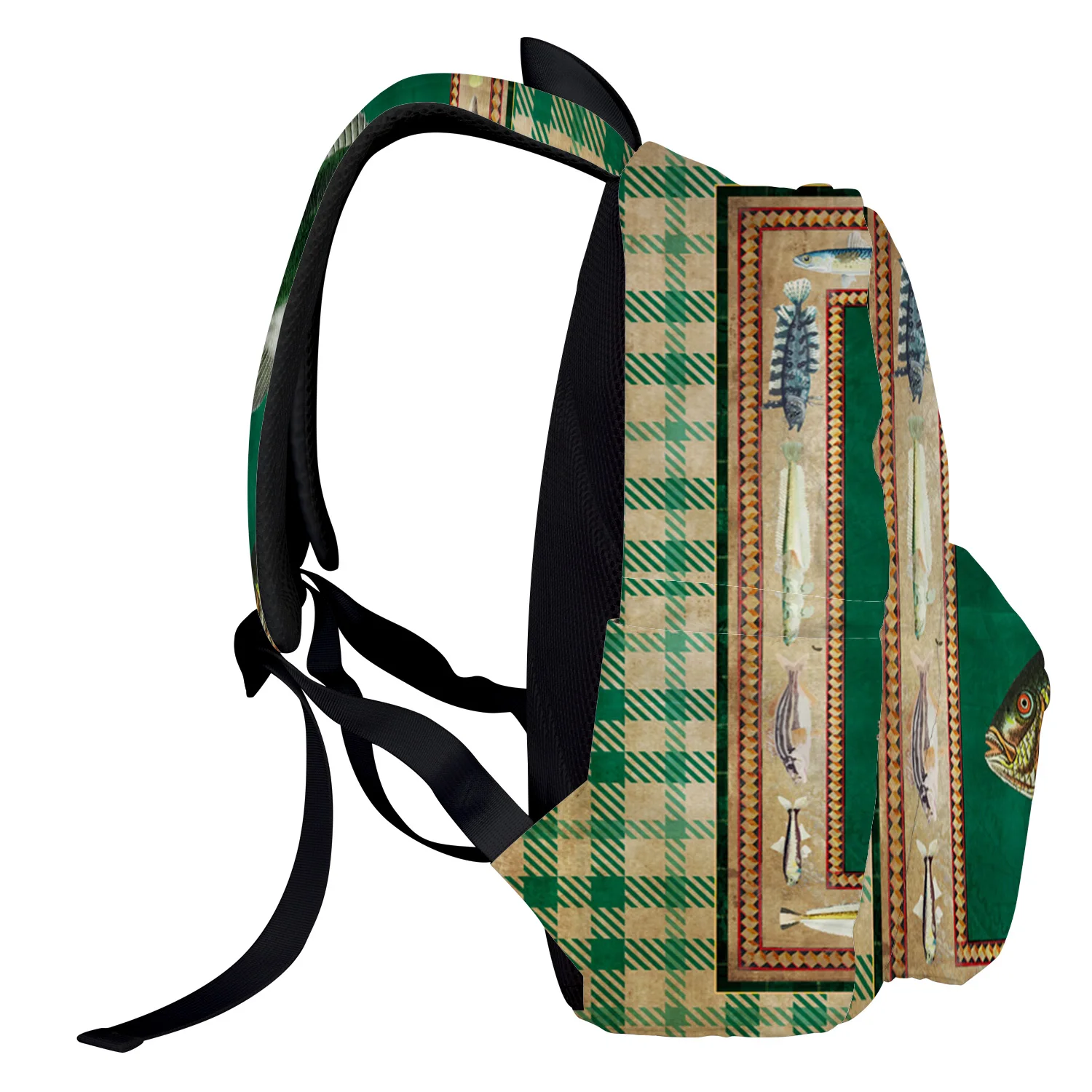 Геометрическая текстура рыбы зеленый плед ретро новый модный рюкзак