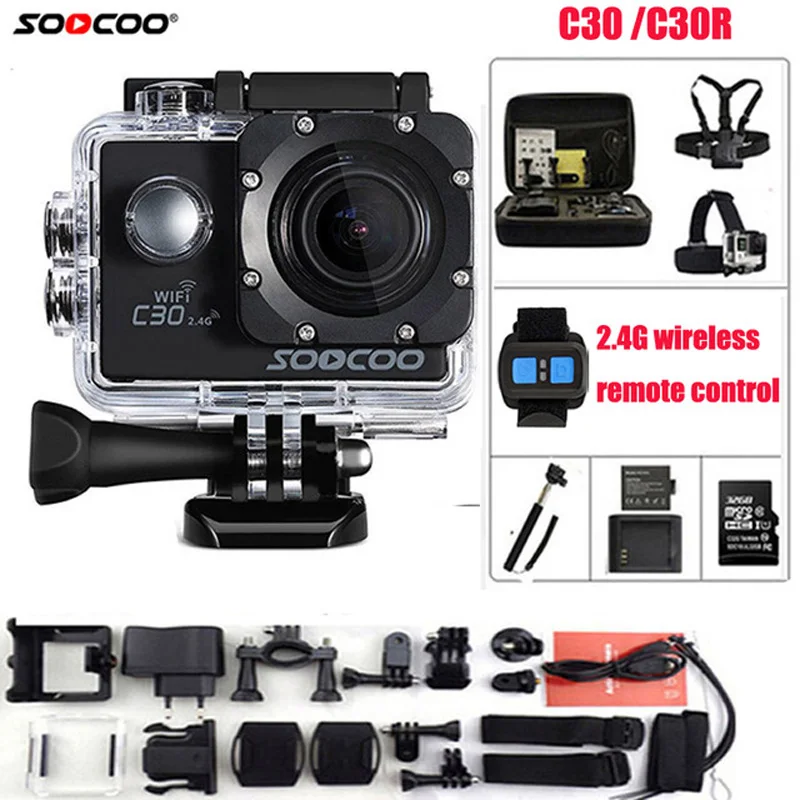 Оригинальная Экшн камера SOOCOO C30/C30R 20MP 4K Wi Fi Ultra HD 1080P/60FPS Водонепроницаемая мини