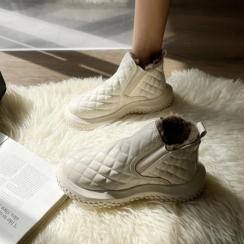 

Зимние сапоги с мехом женские австралийские сапоги сабо на платформе женская обувь на плоской подошве с круглым носком плюш 2022 Кожа Снег ни...