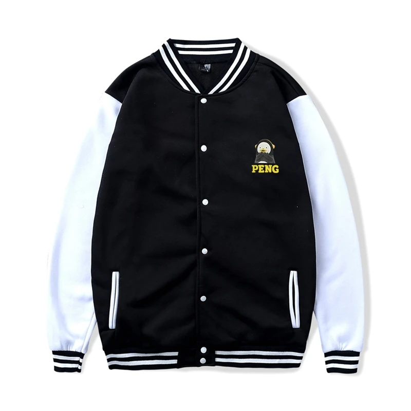 

Female Baseball Uniform Jacket Patchwork Korean Harajuku Style Couples Autumn And Winter Print Kawaii Cartoon Kumamon Peng Coat