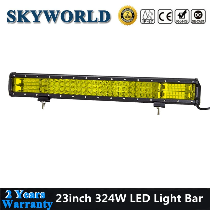 

Offroad Yellow LED Light Bar 23inch 324W Tri Row LED Bar Offroad Work Light 12V 24V Truck Driving Fog For Jeep 4x4 SUV ATV Boat