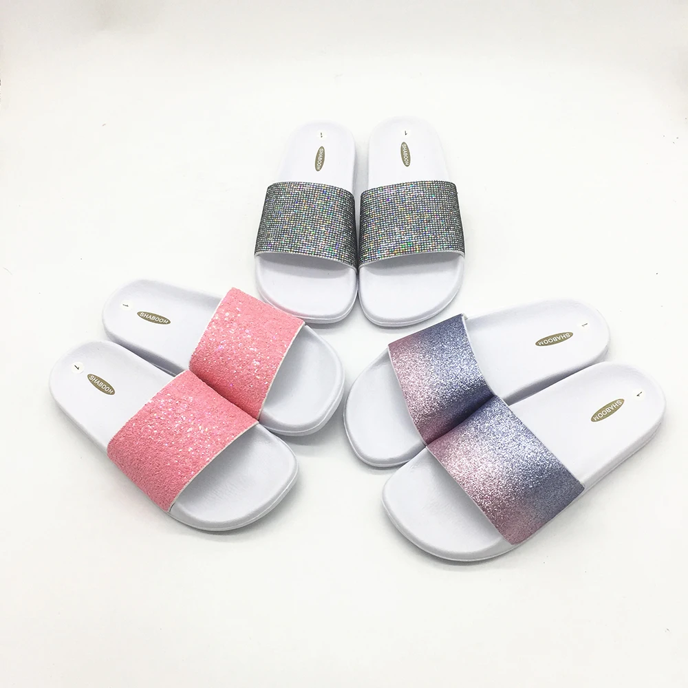 

SUMMER GIRLS KIDS EVA BEACH SLIPPER GLITTER PU SLIDE SLIPPERS FOR GIRL TODDLER CHILDREN FEMALE 30-35 EURO 11-3 US SIZE