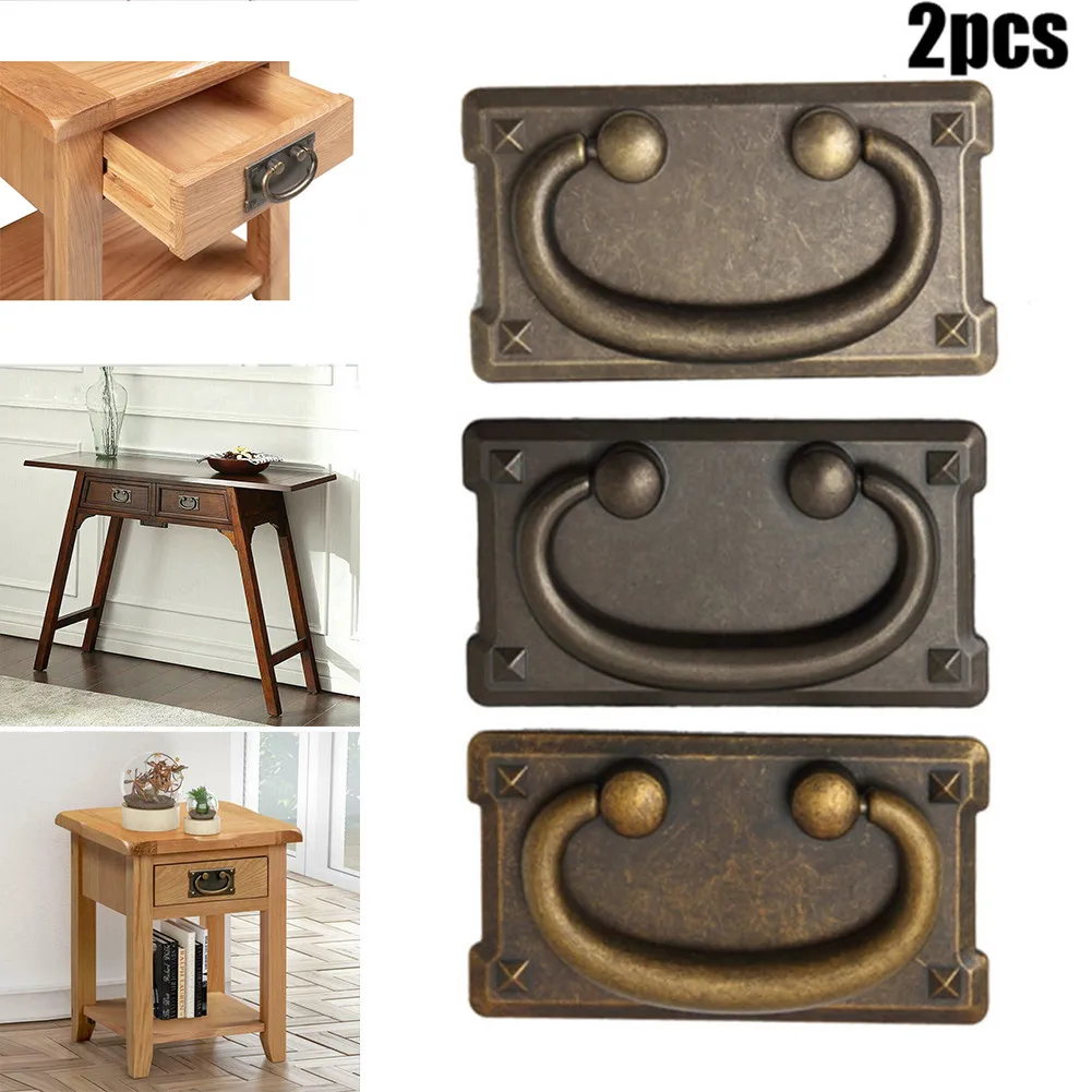 

2PC 96*53mm Zinc Alloy Vintage Rustic Bronze Drawer Ring Pull Handles Bronze Drop Ring Pull Handles Hardware Tool