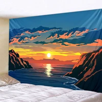 mountain sunrise tapestry landscape wall hanging living room bedroom decoration travel camping mat yoga mat beach blanket