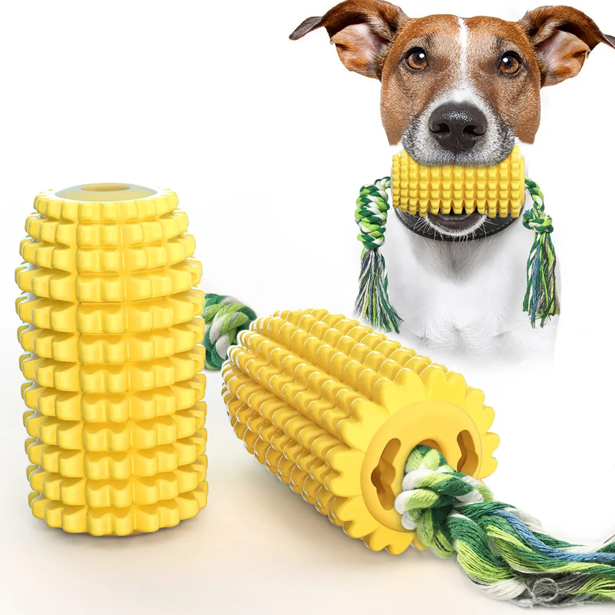 

N02 dog toy corn molar grinding stick bite-resistant toothbrush dog chew toy with rope