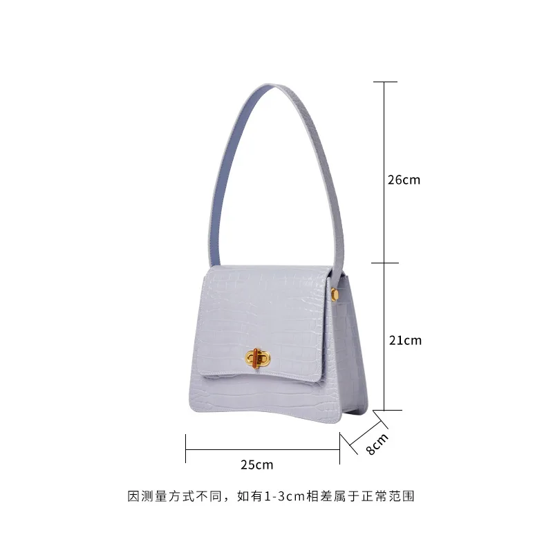 

2021 leather handbags retro fashion simple shoulder bag wild crocodile pattern for overseas Chinese