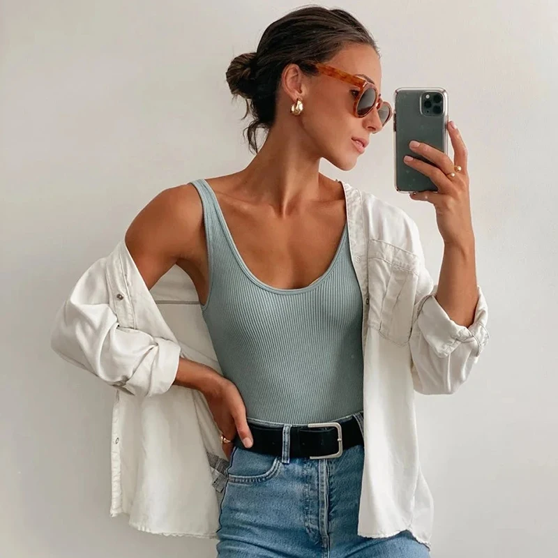 

Foridol sexy sleeveless bodysuits overalls women autumn winter green strap basic one piece bodysuit autumn winter 2021