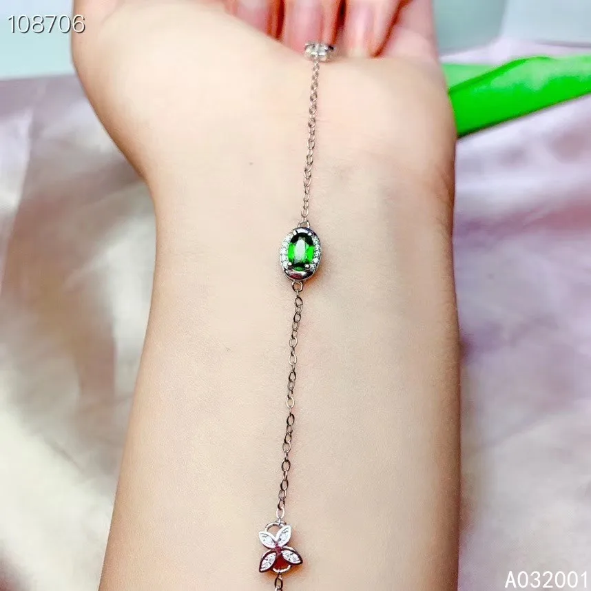 

KJJEAXCMY fine jewelry natural Diopside 925 sterling silver new women gemstone hand bracelet support test popular