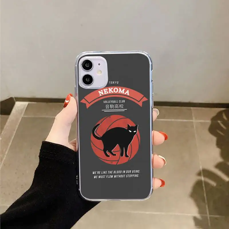 

Karasuno Nekoma Haikyuu volleyball anime Phone Case Transparent for iPhone 6 7 8 11 12 s mini pro X XS XR MAX Plus