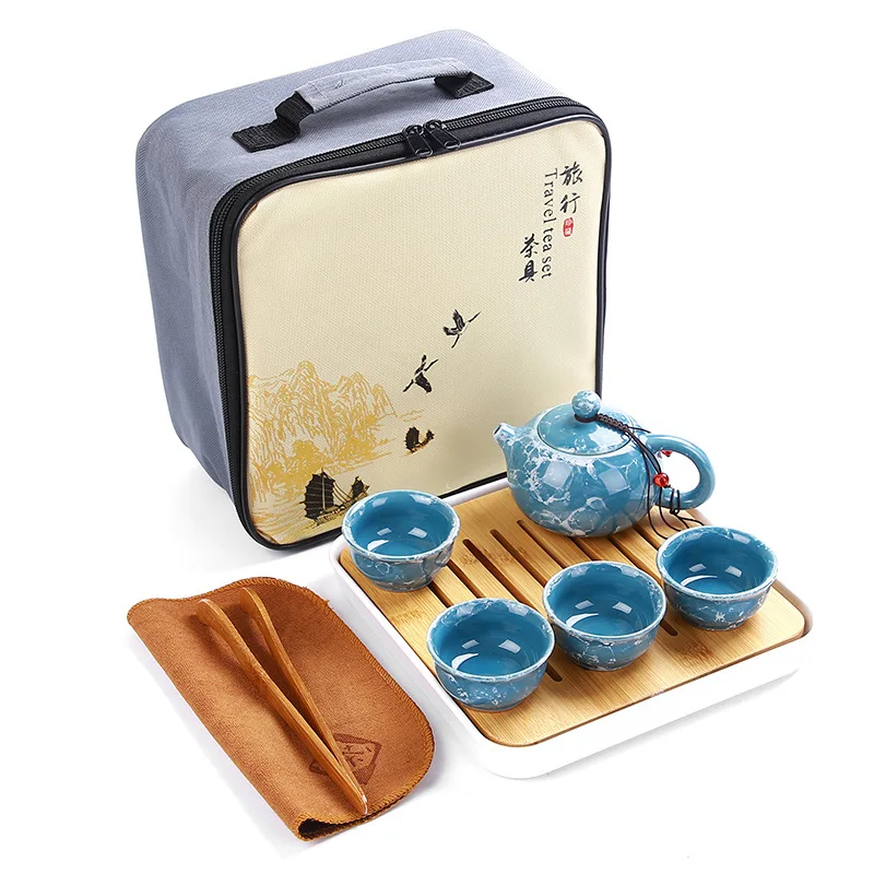 

Портативный керамический чайный сервиз, китайский чайный набор кунг-фу чайный сервиз, чайный сервиз с дорожным пакетиком, чайный сервиз Gaiwan...