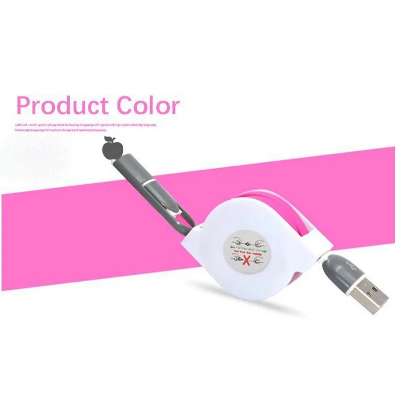Rose red 2 в 1 USB кабель для iPhone XS Max XR X 8 7 6 6S Micro USB кабель Android для samsung Xiaomi huawei Выдвижной зарядное устройство USB порт - Цвет: Rose red