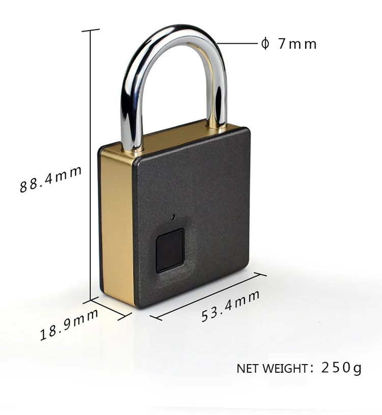 

Smart Lock Keyless Fingerprint Lock IP65 Waterproof Anti-Theft Security Padlock Door Luggage Case Lock with Key & Cable