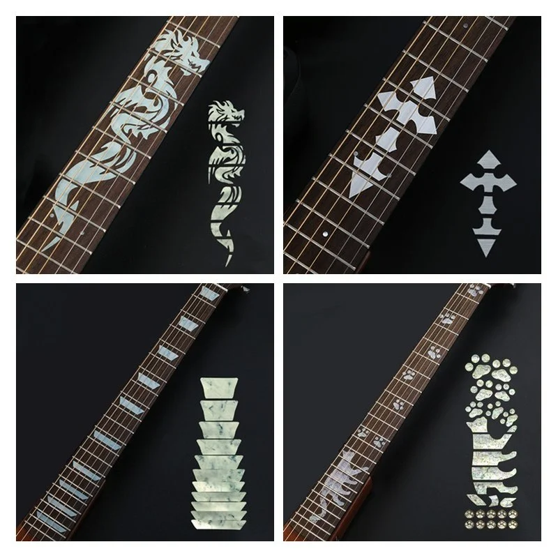 neue gitarre griffbrett aufkleber intarsien decals elektrische ukulele ultra dünne aufkleber bass gitarre neck dekoration zubehör free globa