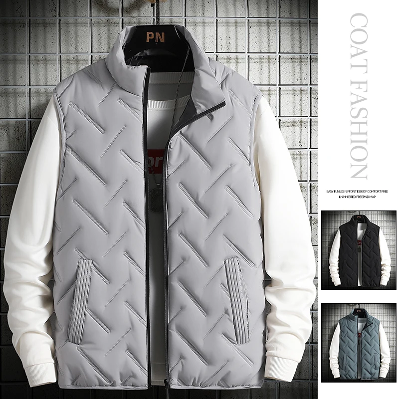 Mens Jacket Sleeveless Vest 2021 Autumn Winter Fashion Vests Casual Coats Male Cotton Men's Men Thicken Waistcoat M-5XL | Мужская