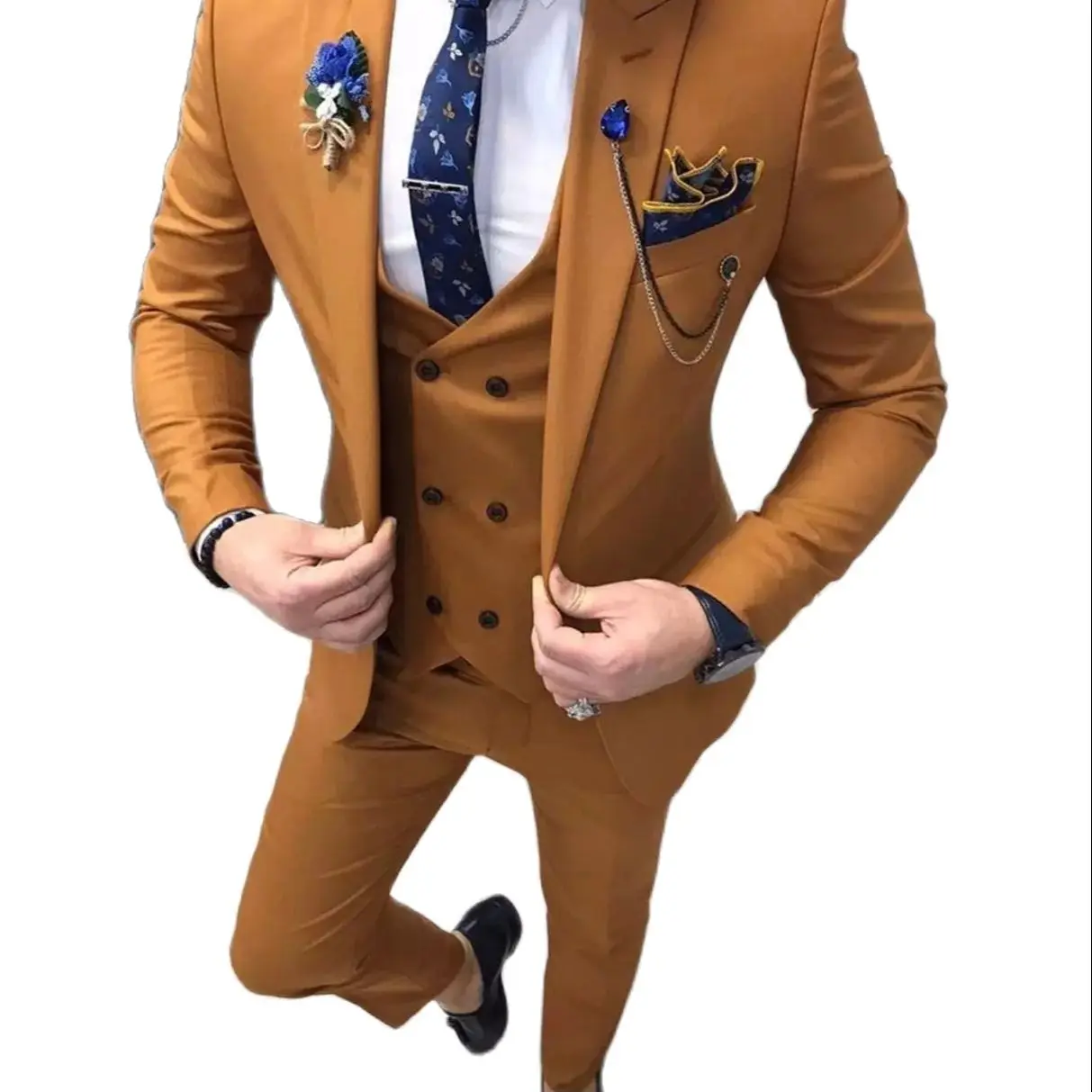 Colorful Burgundy Costume Homme Men Suits Wedding Tuxedos for Groom Slim Fit Blazer Terno Masculino 3 Pieces Jacket Pant Vest