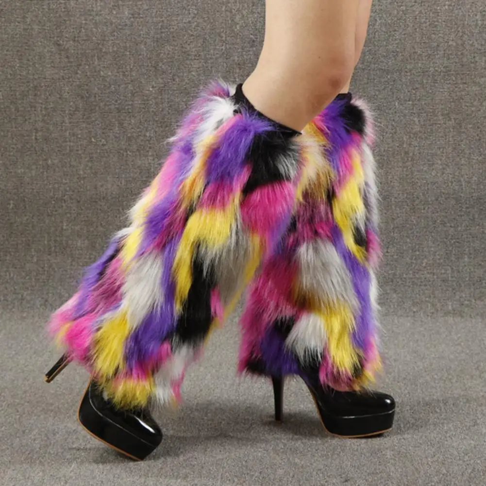 y2k Women Fur Leg Warmers Fashion Luxury Winter Fashion Solid Color Women Boot Covers Warm Furry Faux Fur Leg Warmers Boot Cuffs