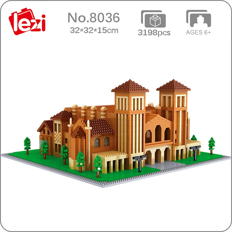 

Lezi City Architecture Caltech University School 3D Model Building Blocks Set DIY Mini Diamond Bricks Toy for Boys Children Gift