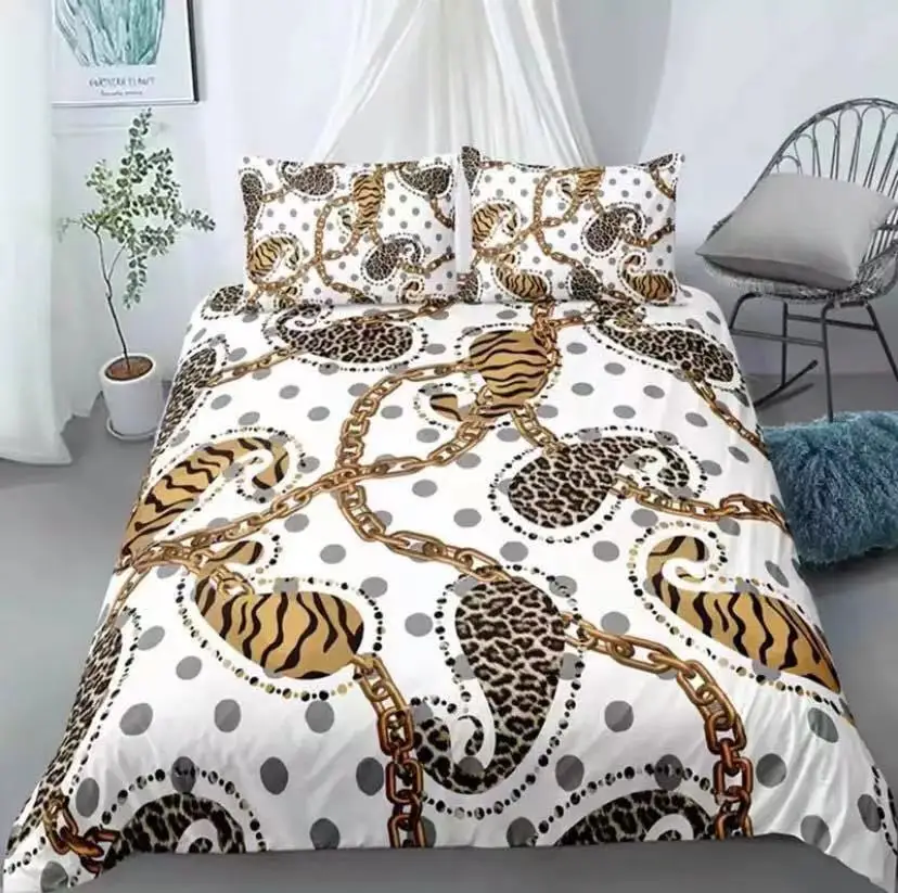 

New Arrival 3D Luxury Leopard Printing Bedding set Duvet cover with pillowcases Single Queen King sizes 2/3pcs