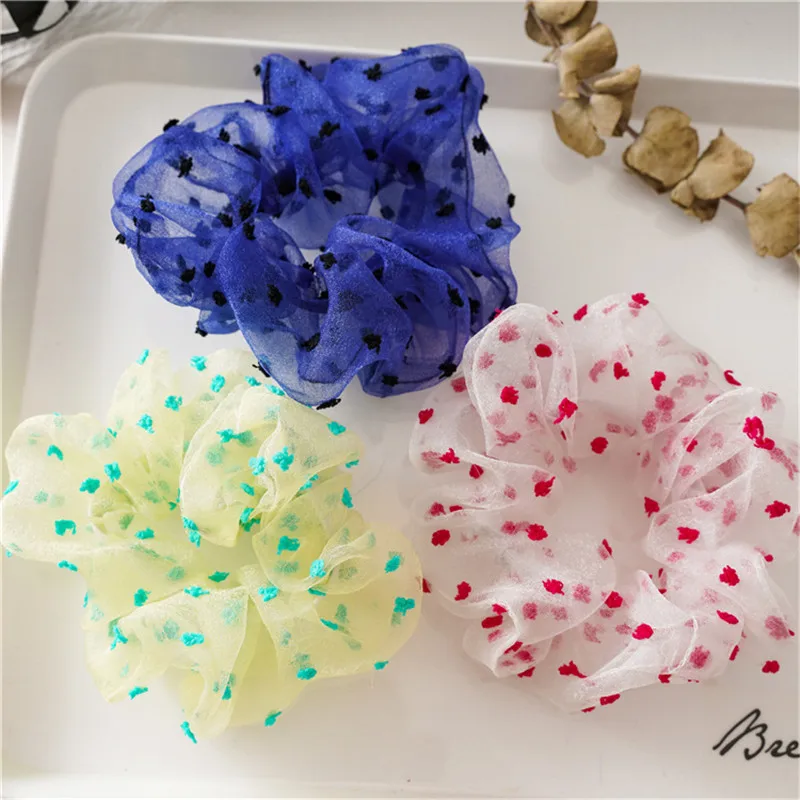 

Thin Hair Bobbles For Girls Dots Organza Summer Accessories Hair Bands Springs Elastic Set Of Hairbands Drop Shipping