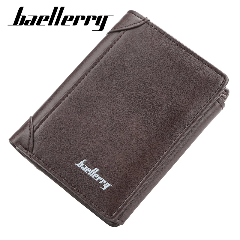 

Baellerry PU Leather Men Wallets Short Male Purse With Coin Pocket Card Holder Brand Trifold Wallet Men Clutch Money Bag