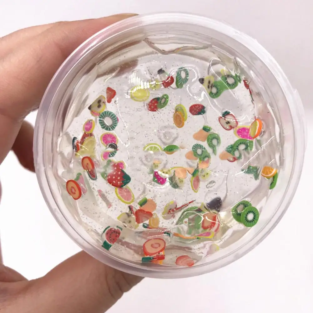 Paleta de barro m&aacute;gico transparente para adultos, juguete de descompresi&oacute;n para aliviar el estr&eacute;s, ensalada de frutas en rodajas, Slime-1