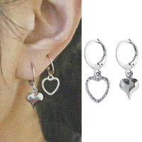 hmes fashion silver earrings asymmetrical womens simple heart round earrings pierced girls party jewelry accessories gift