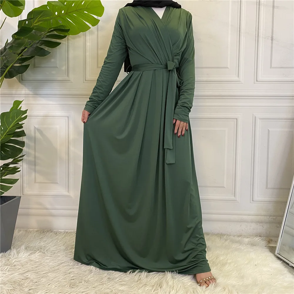 Мусульманская Мода 2021 Дубай Abaya Турция длинное платье Abayas для женщин мусульманская одежда однотонные платья Кафтан халат мусульманский
