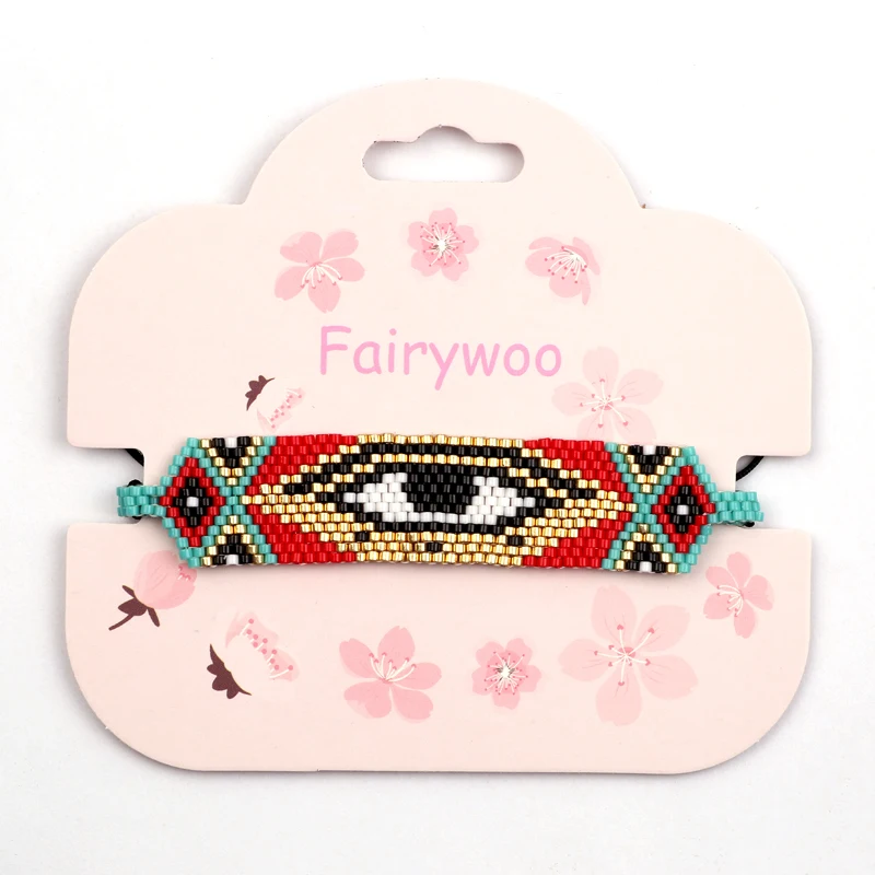 

FAIRYWOO Bohemia Eye Jewelry Miyuki Bead Bracelet Women Handmade Gold Jewelry Drawstring Rope Bracelet Woven Jewelry Handmade B