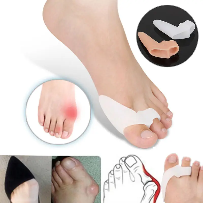 

1pair Silicone Gel Foot Fingers Two Hole Toe Separator Thumb Valgus Protector Bunion Adjuster Hallux Valgus Guard Feet Care