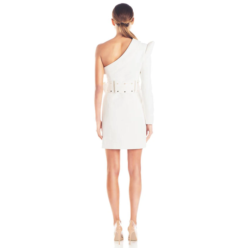 

2020 Spring Women One Long Sleeve Beading Bodycon Nightclub Jacket Dress Autumn Elegant Sexy Celebrity Evening Party Vestidos