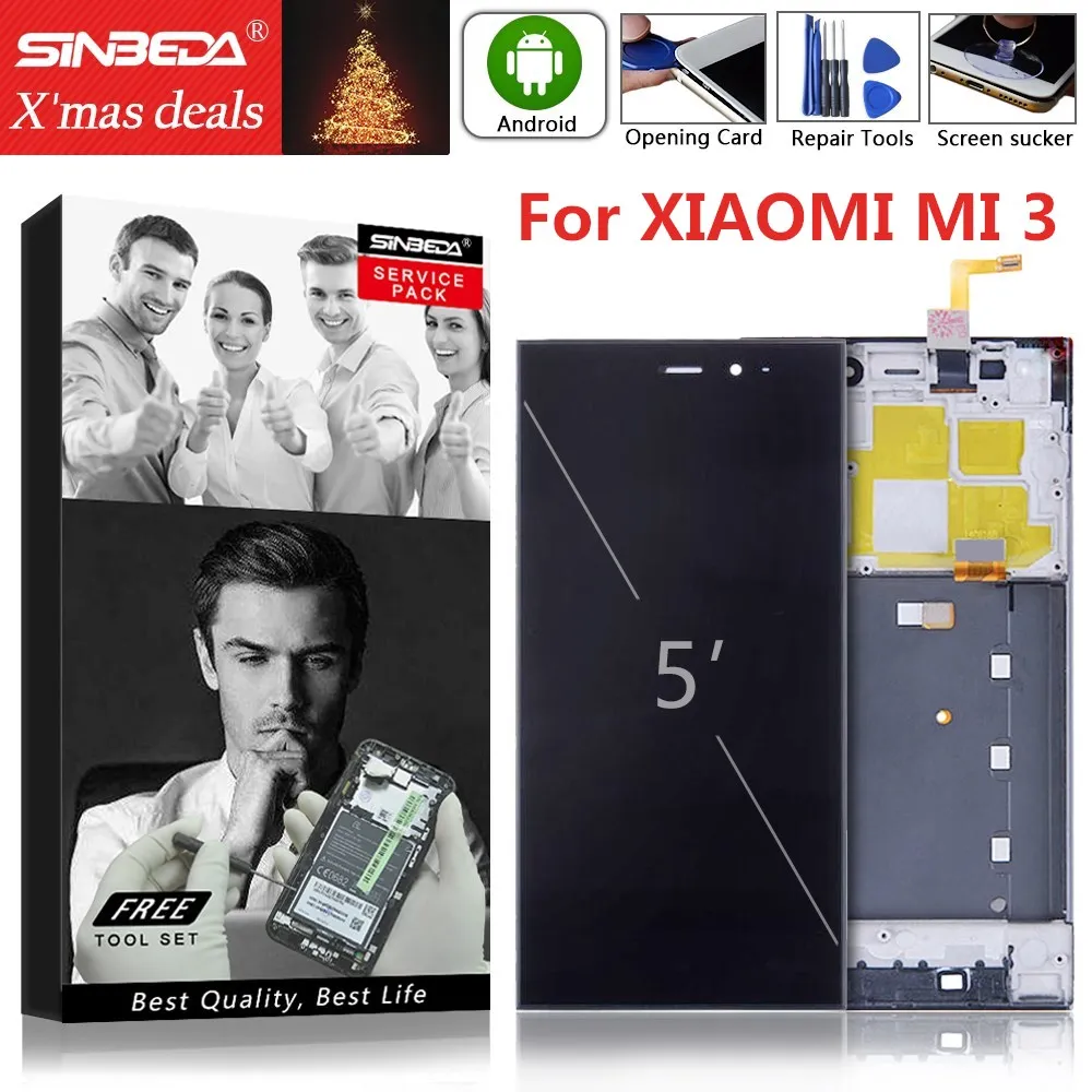 

5.0'' For XIAOMI Mi3 LCD Display Touch Screen Digitizer With Frame Replacement TDS-CDMA WCDMA For XIAOMI Mi 3 LCD Display