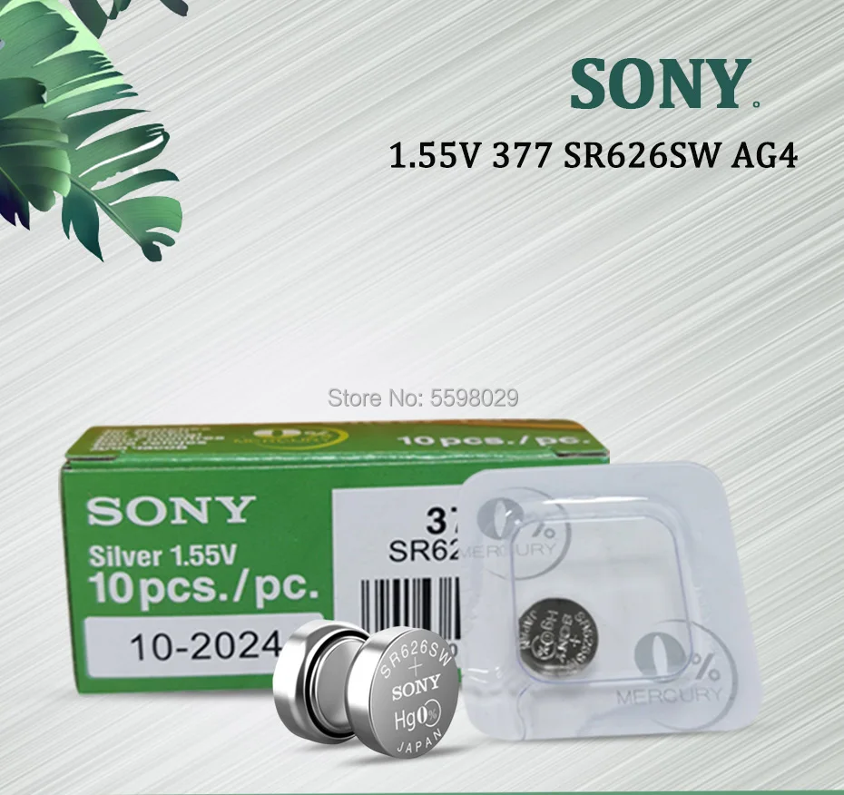 30 шт. новая упаковка с одним зерном для SONY Оригинал 377 SR626SW 626 SR626 V377 AG4 часы батарея