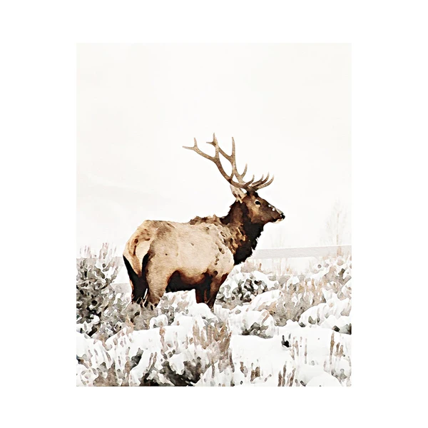 Скандинавский пейзаж олень цитата растение дерево кольцо холст печать Постер