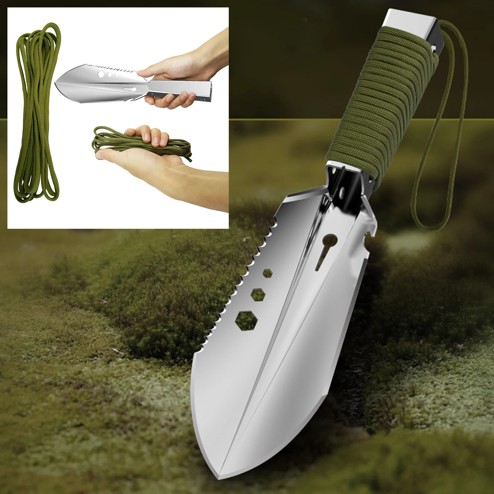 

Portable Shovel Trowel Camping Shovel Multi-functional Handy Garden Trowel Steel Metal Detector Garden Potting Tools