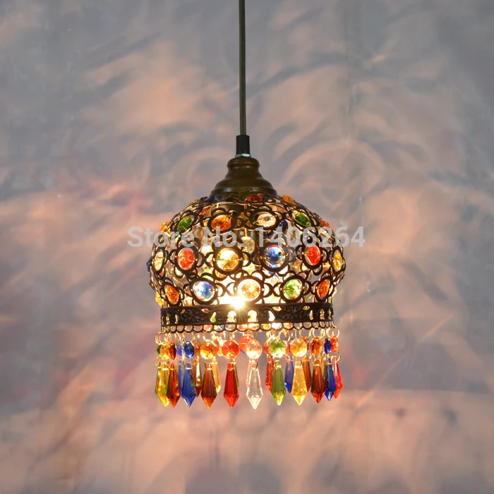 18 см Средиземноморский Железный цветной Хрустальный светодиодный потолочный