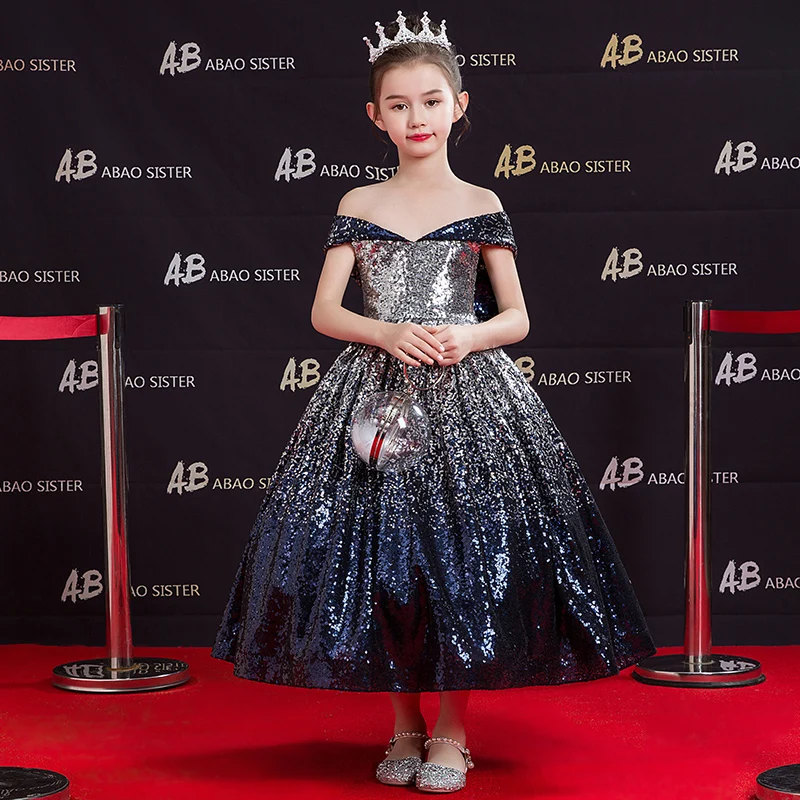 

Градиентные блестящие темно-синие платья для девочек с цветами для свадьбы, вечеринки, мероприятия, выпускного вечера, первого причастия, вырезом лодочкой, платья для встречи выпускников